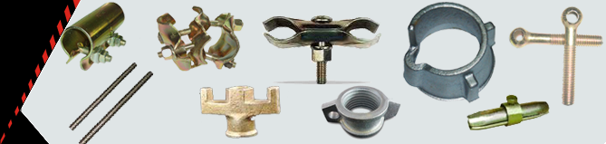 Scaffolding Products such as Swivel Coupler, Right Angle Coupler, Single Forged Coupler, Stirrup Head, Steel Props, Baseplate, Tie Rod, Wing Nut, Fencing Coupler, Joint Pin, Joint, Prop Nut with Handle, Cup Lock System, Bottom Cup, Top Cup, Ledger Plate, Prop Nut, Eye Bolts for Couplers and other Scaffolding Products